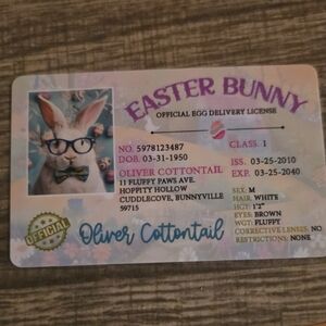 Easter Bunny Official Egg Delivery License Card